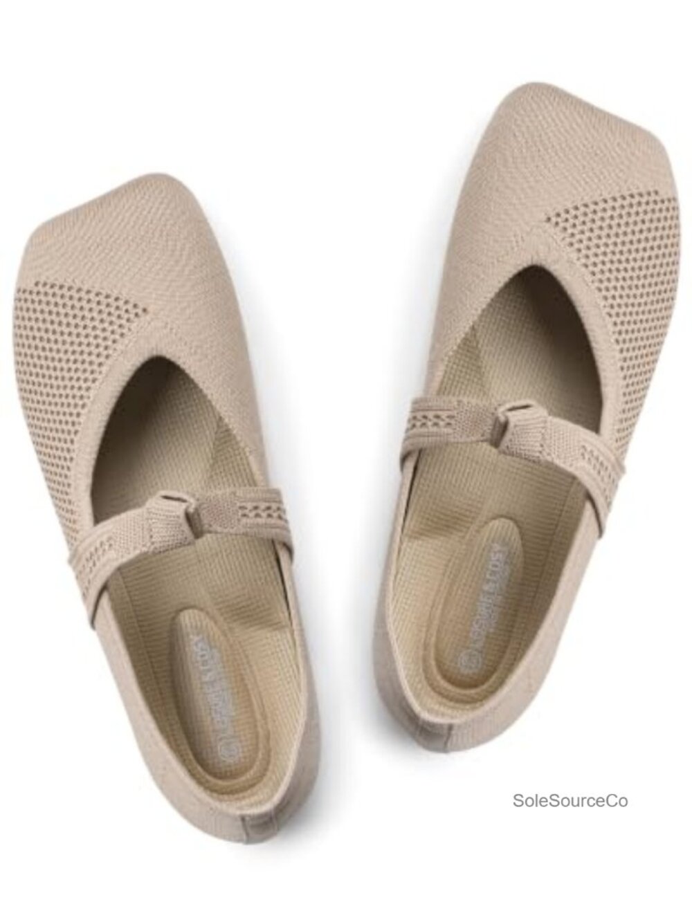 Women's Wide Toe Knit Ballet Flats Mary Jane Pull-On Everyday Shoes